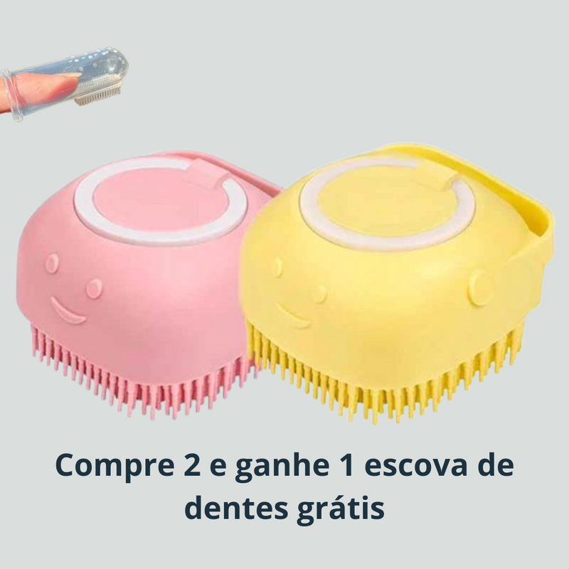 Escova de banho para cães Escova de massagem para animais de estimação Dispensador de xampu Escova de silicone macia Cerdas de borracha para cães e gatos Ferramenta de banho e tosa