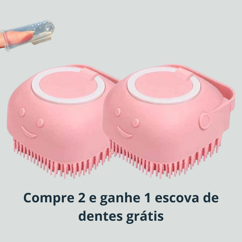 Escova de banho para cães Escova de massagem para animais de estimação Dispensador de xampu Escova de silicone macia Cerdas de borracha para cães e gatos Ferramenta de banho e tosa