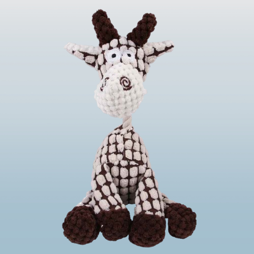 Brinquedo de pelúcia em forma de burro para cães – divertido, com apito e textura de veludo cotelê, ideal para mastigar, treinar e entreter filhotes e cachorros.