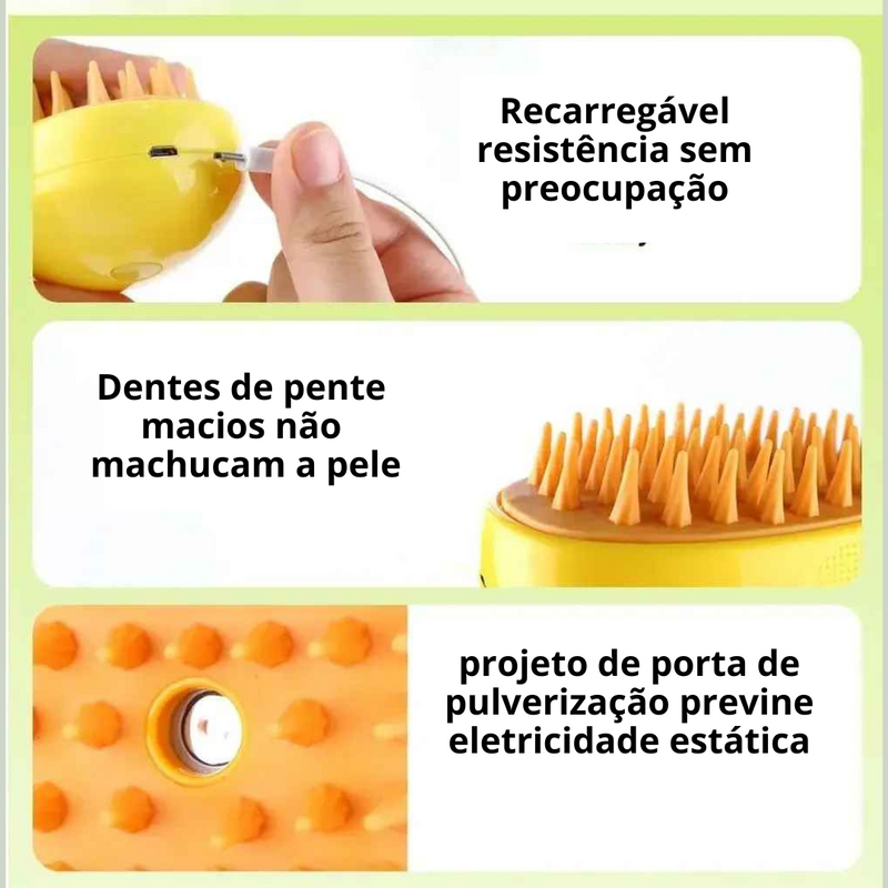 Escova de Vapor Premium para Pets - Conforto e Higiene para seu Melhor Amigo!