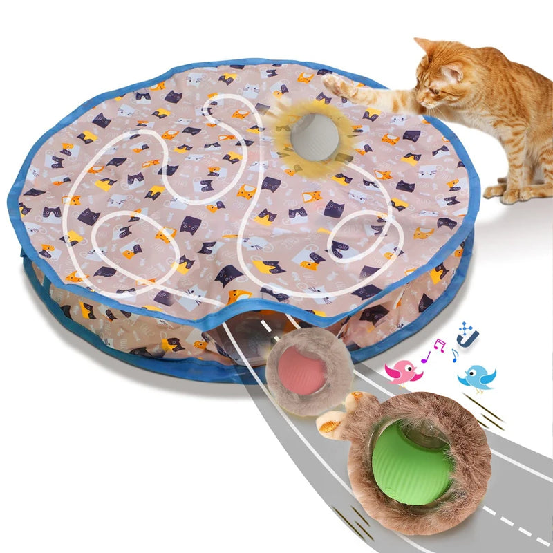 Brinquedo inteligente para gatos: ativa por toque, rola e esconde!